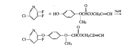 合成炔草酯的反应方程式